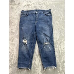 Old Navy Women Plus Sz 22 Blue Jeans Sky Hi Straight Extra High Rise Crop Button